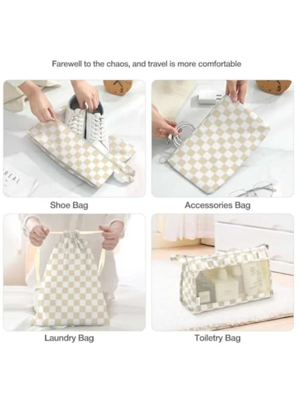 Travel Packing Cubes 8 Piece Luggage Organizer Set Suitcase Storage Bags Khaki
